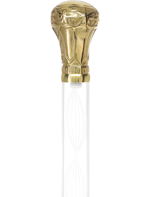 Crystal Elegance Brass Knob Cane with Invisible Acrylic Shaft Options