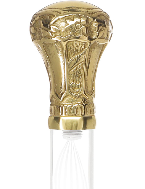 Crystal Elegance Brass Knob Cane with Invisible Acrylic Shaft Options