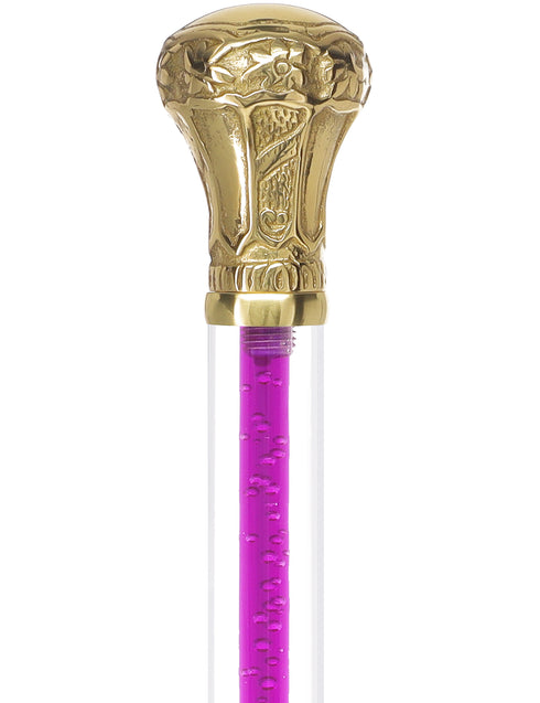 Color Crystal Elegance Brass Knob Cane with Invisible Acrylic Shaft Options
