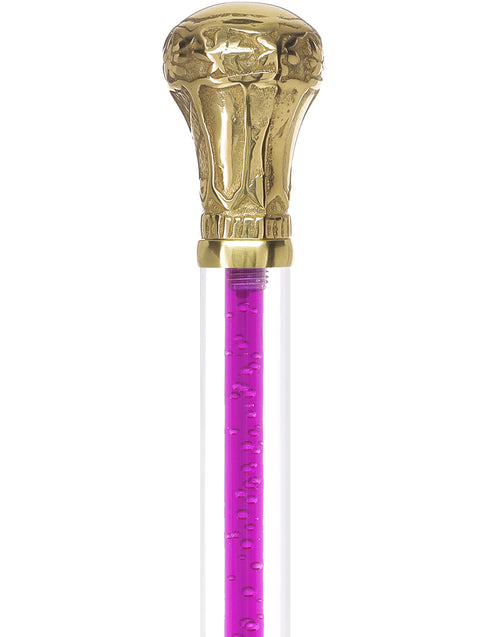 Color Crystal Elegance Brass Knob Cane with Invisible Acrylic Shaft Options
