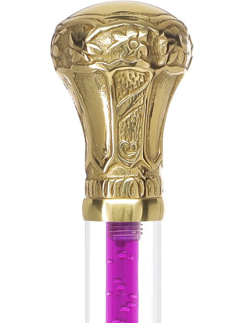 Color Crystal Elegance Brass Knob Cane with Invisible Acrylic Shaft Options