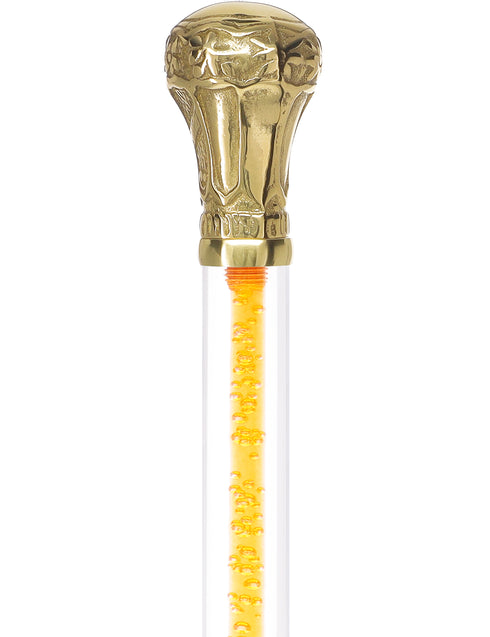 Color Crystal Elegance Brass Knob Cane with Invisible Acrylic Shaft Options