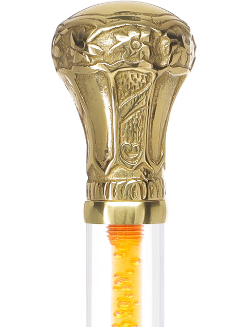 Color Crystal Elegance Brass Knob Cane with Invisible Acrylic Shaft Options