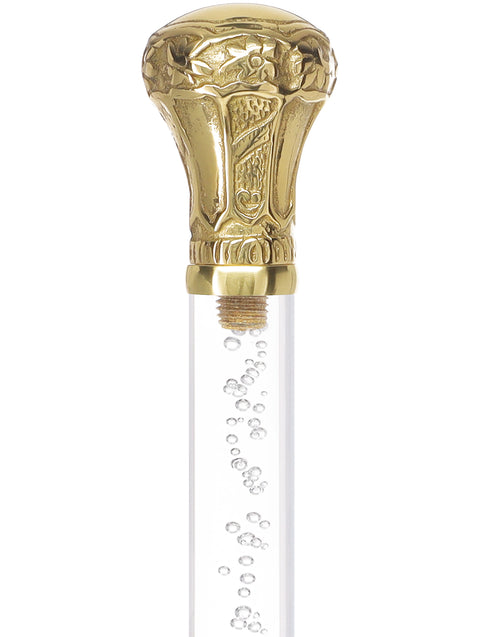 Crystal Elegance Brass Knob Cane with Invisible Acrylic Shaft Options