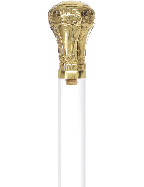 Crystal Elegance Brass Knob Cane with Invisible Acrylic Shaft Options