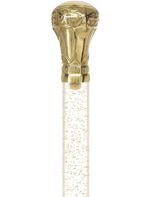 Crystal Elegance Brass Knob Cane with Invisible Acrylic Shaft Options