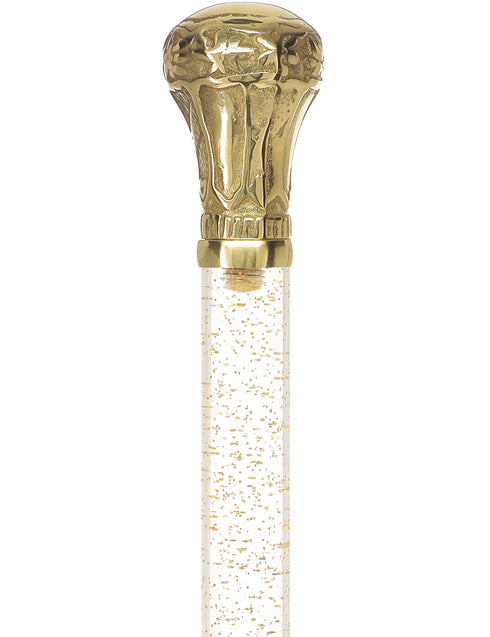 Crystal Elegance Brass Knob Cane with Invisible Acrylic Shaft Options