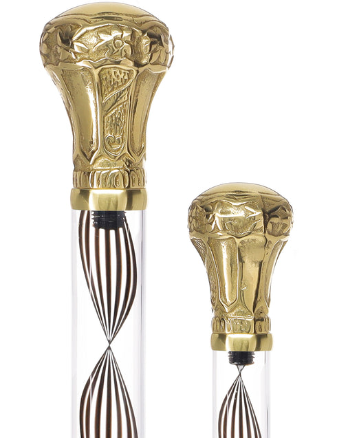 Crystal Elegance Brass Knob Cane with Invisible Acrylic Shaft Options