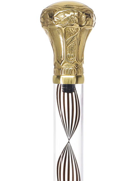 Crystal Elegance Brass Knob Cane with Invisible Acrylic Shaft Options