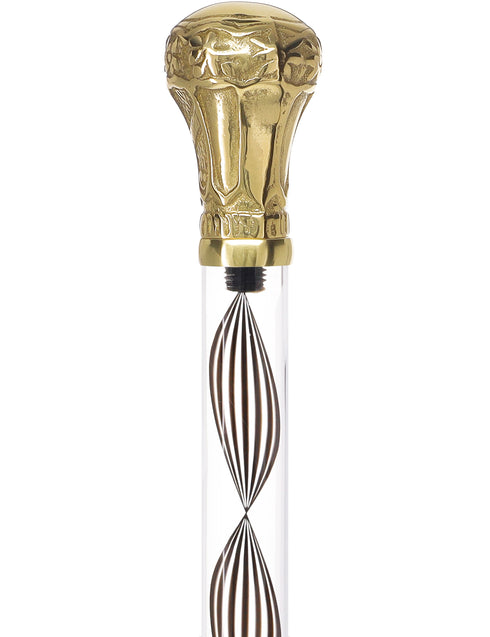 Crystal Elegance Brass Knob Cane with Invisible Acrylic Shaft Options
