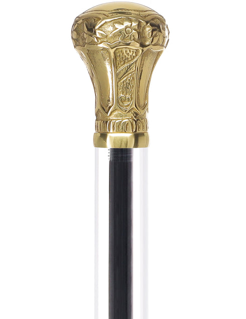 Crystal Elegance Brass Knob Cane with Invisible Acrylic Shaft Options