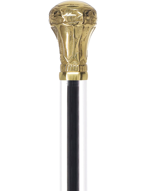 Crystal Elegance Brass Knob Cane with Invisible Acrylic Shaft Options