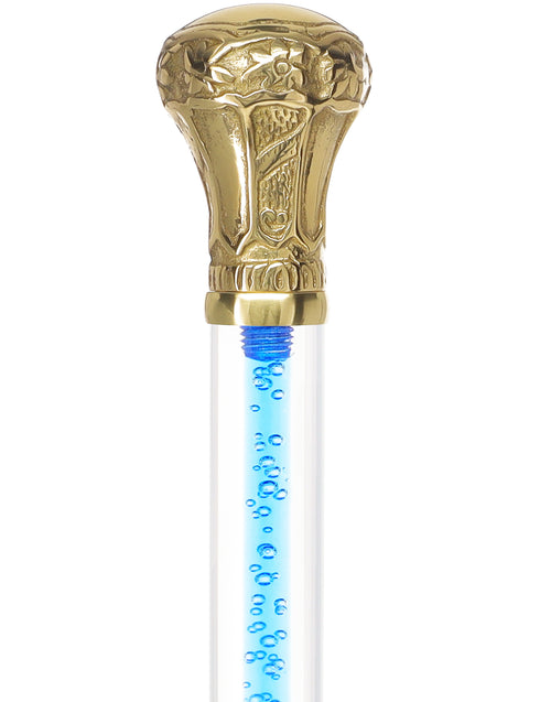 Color Crystal Elegance Brass Knob Cane with Invisible Acrylic Shaft Options