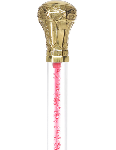 Color Crystal Elegance Brass Knob Cane with Invisible Acrylic Shaft Options