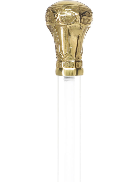 Crystal Elegance Brass Knob Cane with Invisible Acrylic Shaft Options