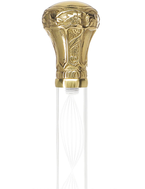Crystal Elegance Brass Knob Cane with Invisible Acrylic Shaft Options