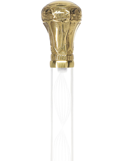 Crystal Elegance Brass Knob Cane with Invisible Acrylic Shaft Options