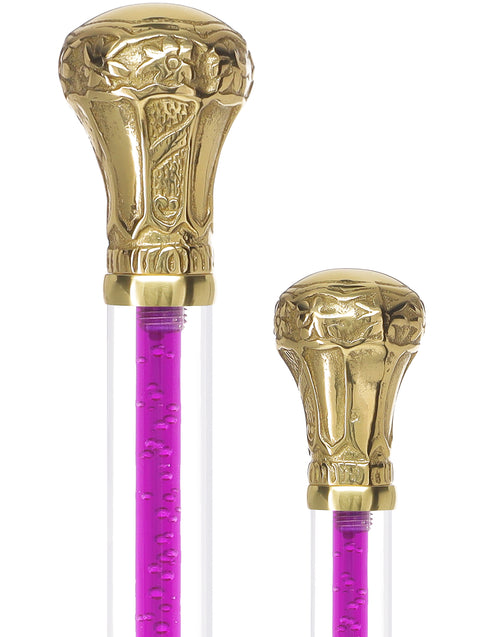 Color Crystal Elegance Brass Knob Cane with Invisible Acrylic Shaft Options