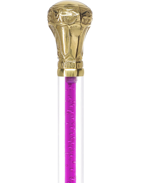 Color Crystal Elegance Brass Knob Cane with Invisible Acrylic Shaft Options