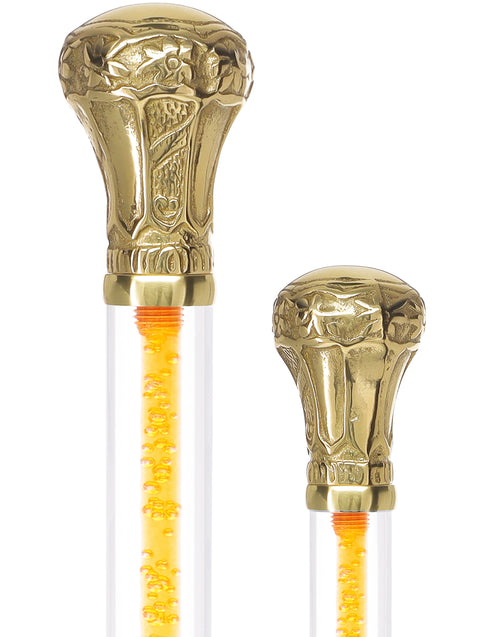 Color Crystal Elegance Brass Knob Cane with Invisible Acrylic Shaft Options