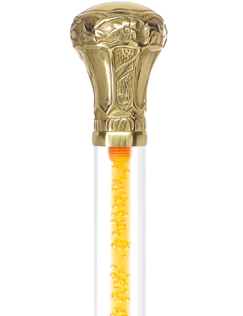 Color Crystal Elegance Brass Knob Cane with Invisible Acrylic Shaft Options