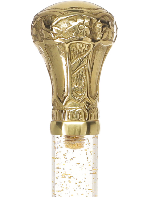 Crystal Elegance Brass Knob Cane with Invisible Acrylic Shaft Options