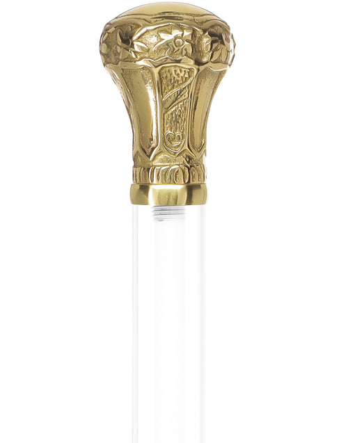 Crystal Elegance Brass Knob Cane with Invisible Acrylic Shaft Options
