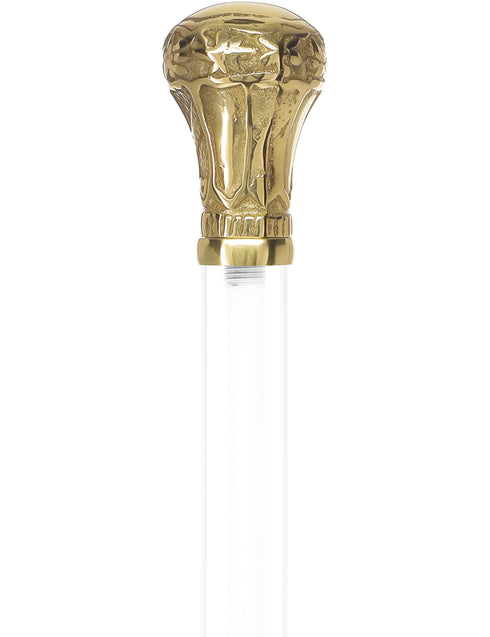 Crystal Elegance Brass Knob Cane with Invisible Acrylic Shaft Options