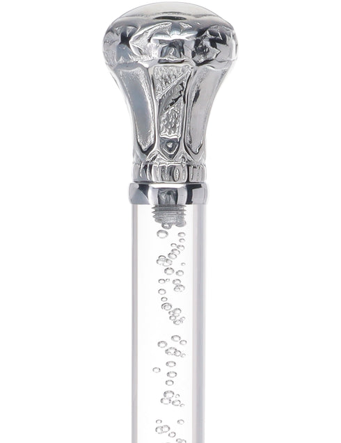 Crystal Elegance Chrome Knob Cane with Invisible Acrylic Shaft Options