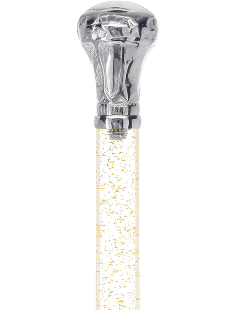 Crystal Elegance Chrome Knob Cane with Invisible Acrylic Shaft Options