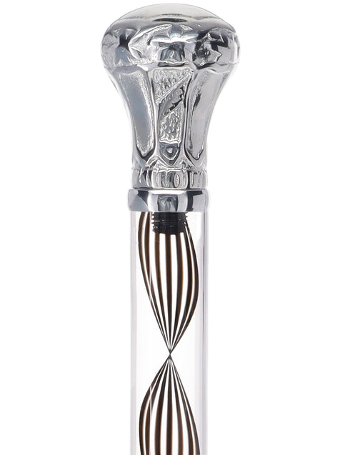 Crystal Elegance Chrome Knob Cane with Invisible Acrylic Shaft Options