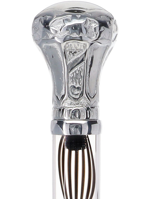 Crystal Elegance Chrome Knob Cane with Invisible Acrylic Shaft Options