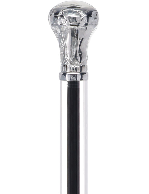 Crystal Elegance Chrome Knob Cane with Invisible Acrylic Shaft Options