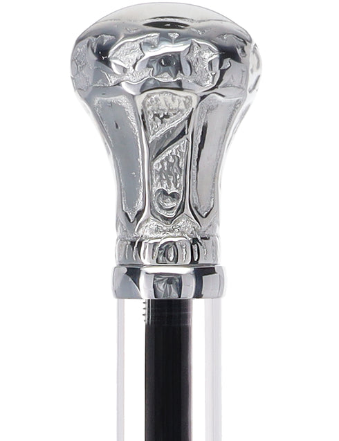 Crystal Elegance Chrome Knob Cane with Invisible Acrylic Shaft Options