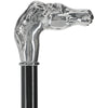Silver 925r Horse Walking Cane with Black Beechwood Shaft and Collar