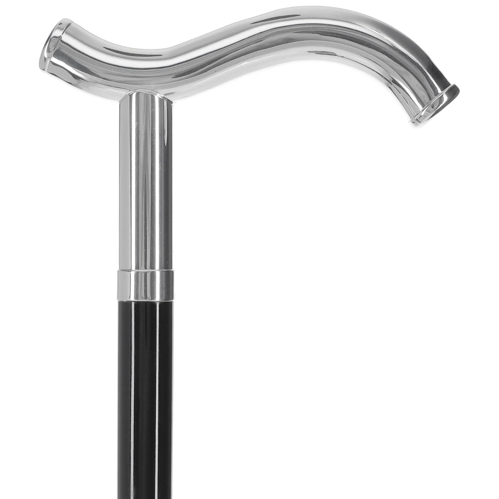 Black Beechwood Shaft and Collar Silver 925r Fritz Handle Walking Cane