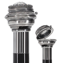 Italian Luxury: Pillbox Knob Stick, Swarovski Crystals, 925r Silver