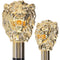 Scratch and Dent 24K Gold Plated Lion Head Walking Stick With Black Beechwood Shaft and Collar V2191