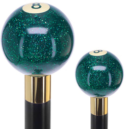 Green Sparkle 8 Ball Shift Knob Cane Cane w/ Custom Wood Shaft & Collar