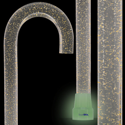 Golden Shimmer Cane: Gold Sparkles in Invisible Clear Shaft