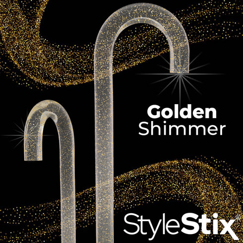 Golden Shimmer Cane: Gold Sparkles in Invisible Clear Shaft
