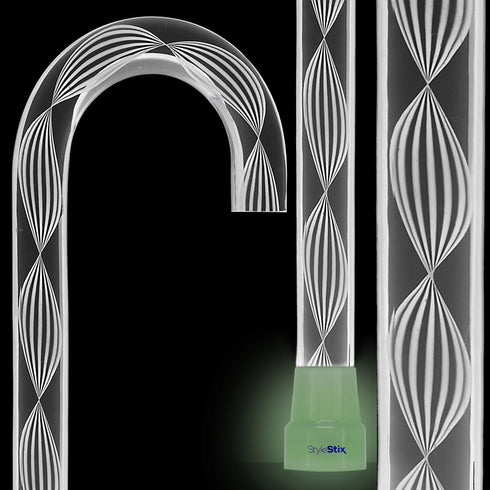 Alabaster Helix Cane: White Twists in Invisible Clear Shaft