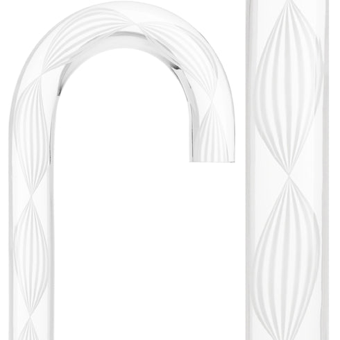 Alabaster Helix Cane: White Twists in Invisible Clear Shaft