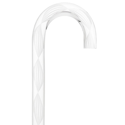 Alabaster Helix Cane: White Twists in Invisible Clear Shaft