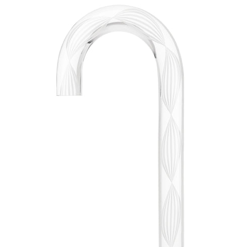 Alabaster Helix Cane: White Twists in Invisible Clear Shaft
