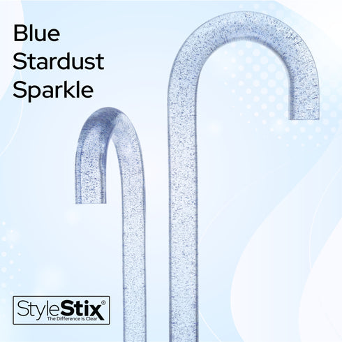 Blue Stardust Sparkle Cane: Blue Sparkles in Invisible Clear Shaft