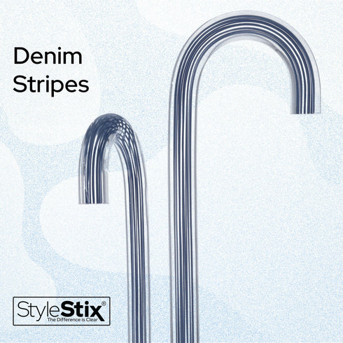 Denim Stripes Cane: Blue Lines in Invisible Clear Shaft