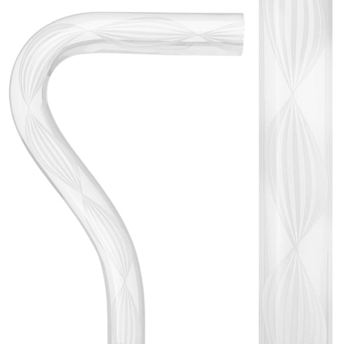 Alabaster Helix Cane: White Twists in Invisible Clear Shaft