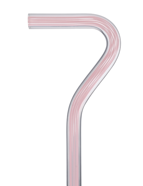 Pretty in Pink Lines Cane: Pink Lines in Invisible Clear Shaft