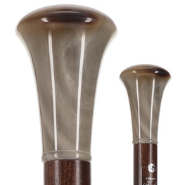 French Faux Horn Knob Cane: Brown Beechwood Shaft